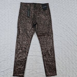 Banana Republic Womens size 29 Mid-Rise Akinny Metallic Leopard Jean Casual